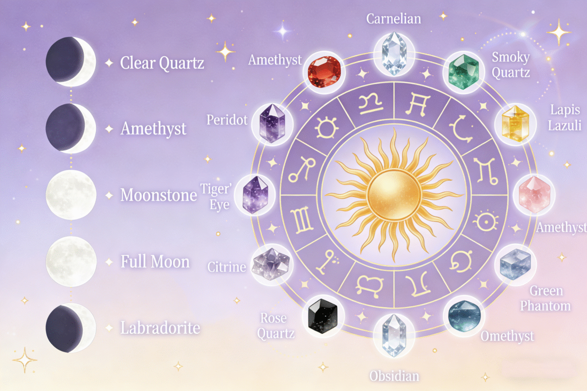 Astrology × Crystals Choose the Right Healing Stones for Moon Phases & Zodiac Signs